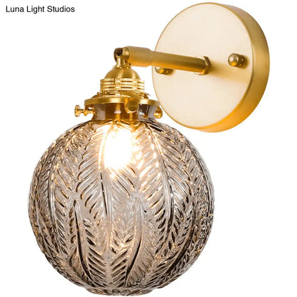 DecorBites™ Textured Glass Ball Wall Light with Elegant Gold Wall Mount and Adjustable Joint