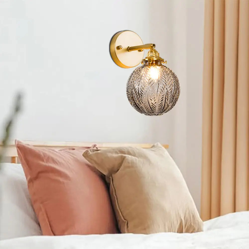 DecorBites™ Textured Glass Ball Wall Light with Elegant Gold Wall Mount and Adjustable Joint