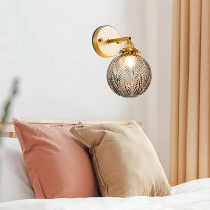DecorBites™ Textured Glass Ball Wall Light with Elegant Gold Wall Mount and Adjustable Joint