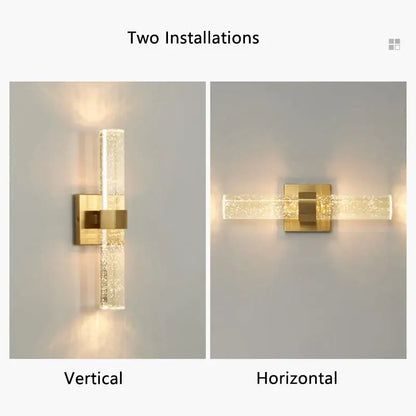 Textured glass gold wall sconce bedroom warm diffusing light