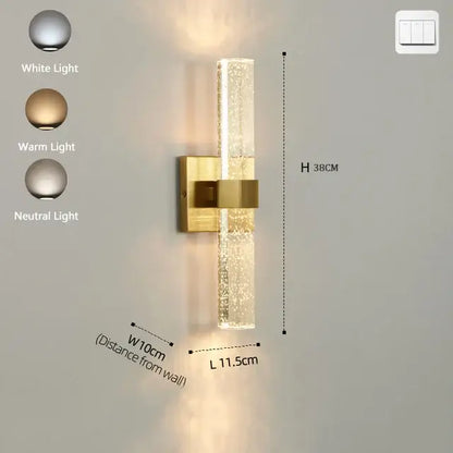 Textured glass gold wall sconce bedroom warm diffusing light
