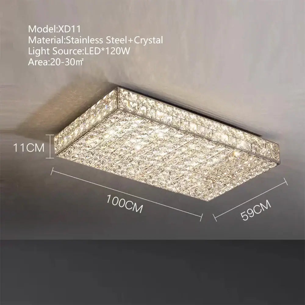 Textured gold crystal led rectangle chandelier dining room light