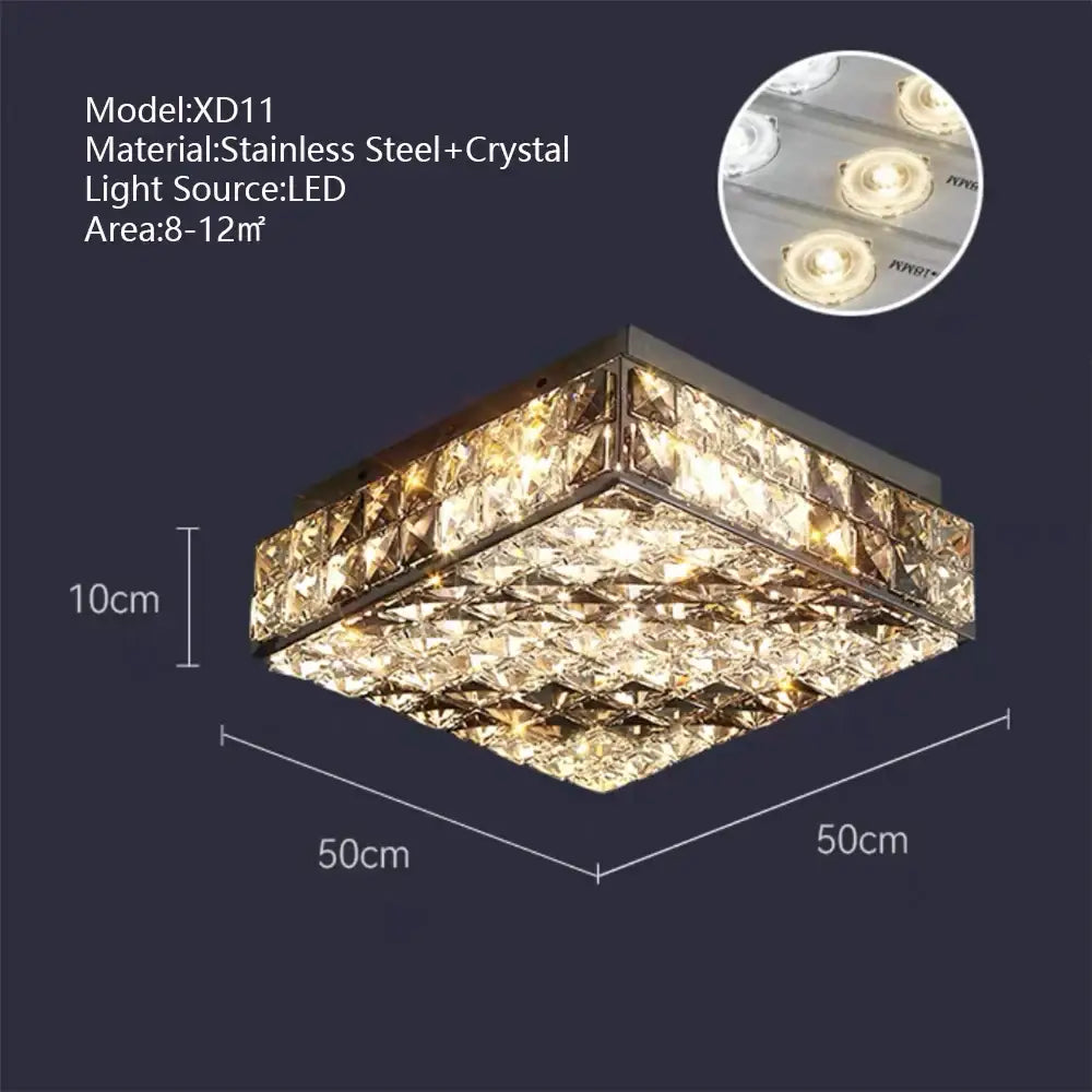 Textured gold crystal led rectangle chandelier dining room light