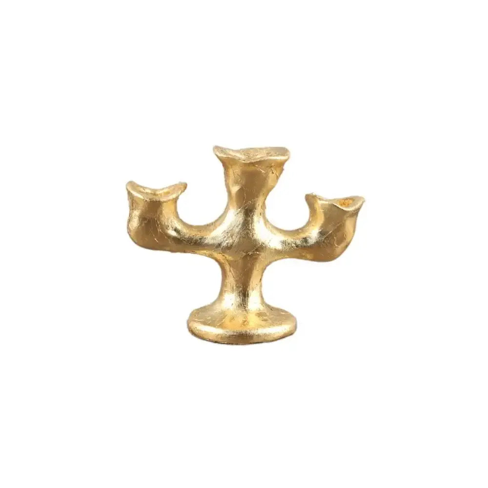 Textured gold resin candle holders dining room centerpiece trio