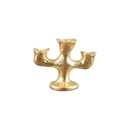 Textured gold resin candle holders dining room centerpiece trio