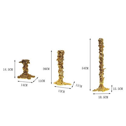 Textured gold & silver golden candlestick holder dining room centerpiece
