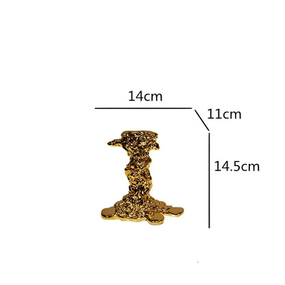 Textured gold & silver golden candlestick holder dining room centerpiece