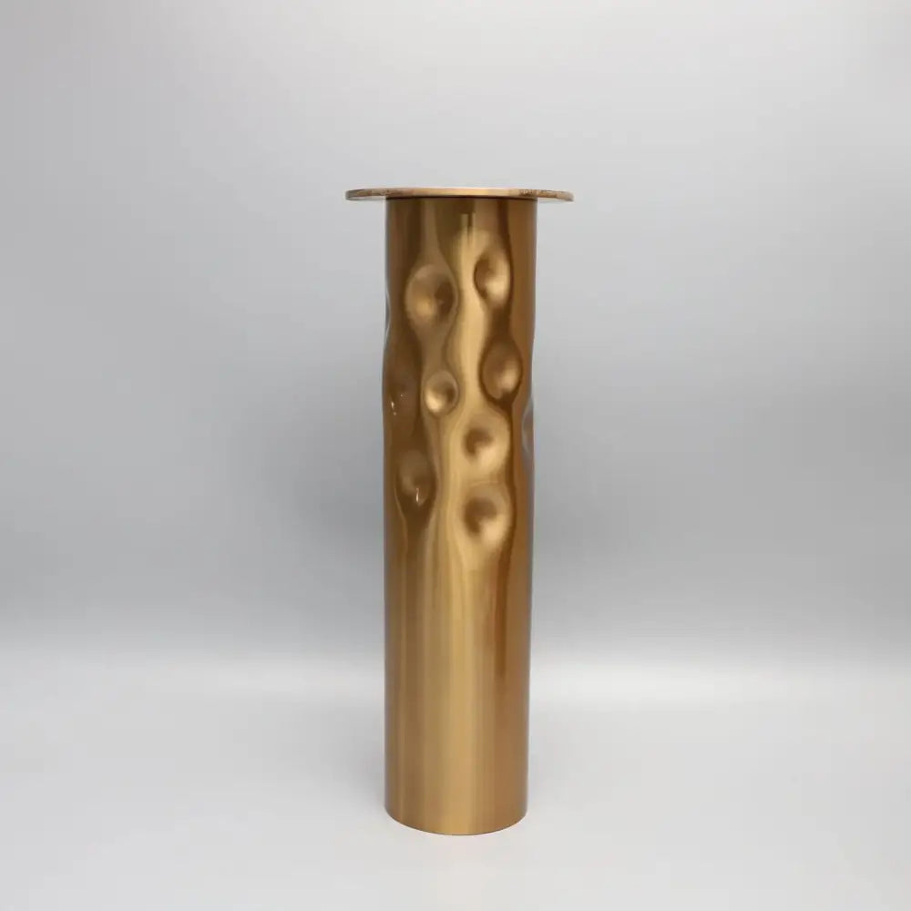 Textured golden metal candlestick holder set for dining room