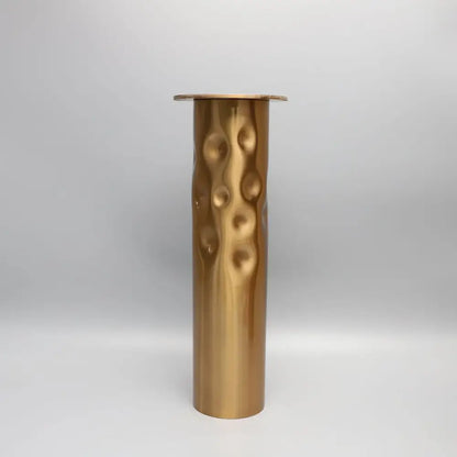 Textured golden metal candlestick holder set for dining room