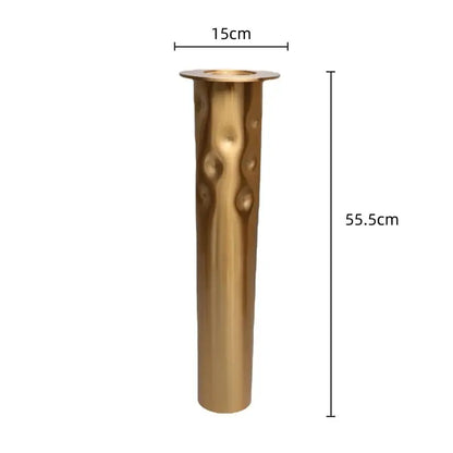 Textured golden metal candlestick holder set for dining room