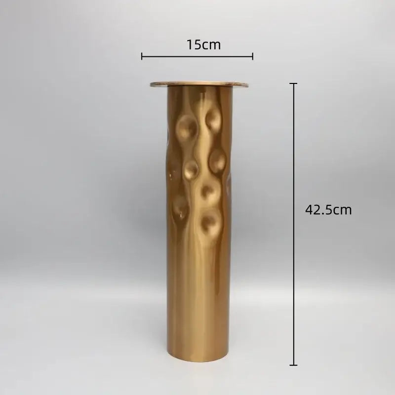 Textured golden metal candlestick holder set for dining room