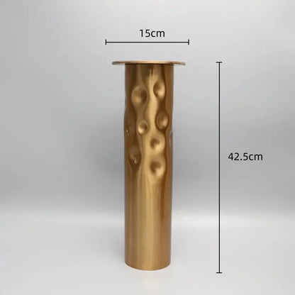 Textured golden metal candlestick holder set for dining room