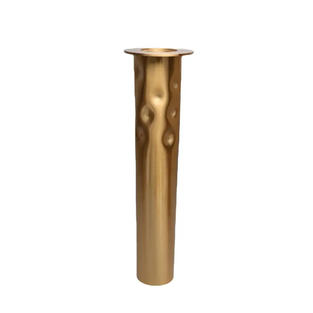 Textured golden metal candlestick holder set for dining room