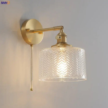 Textured green ceramic wall sconce bedroom brass led light