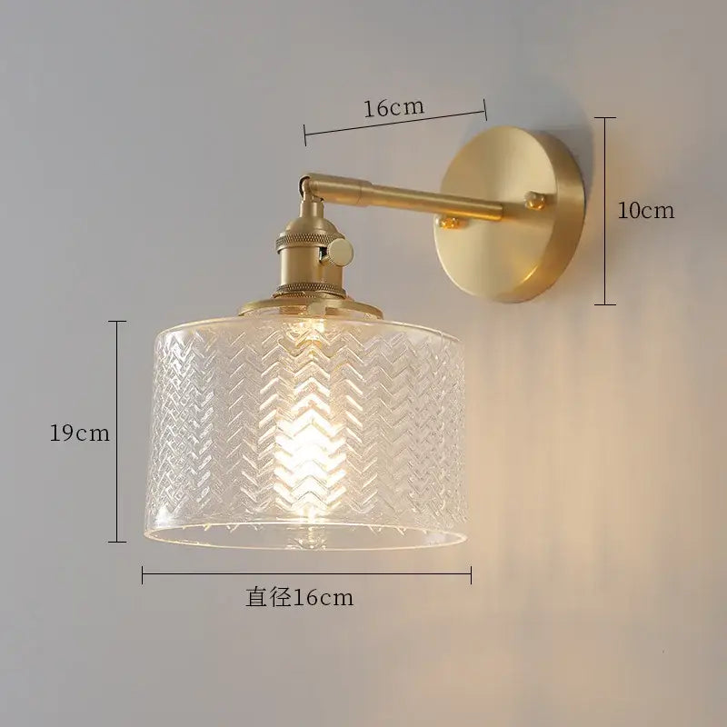 Textured green ceramic wall sconce bedroom brass led light
