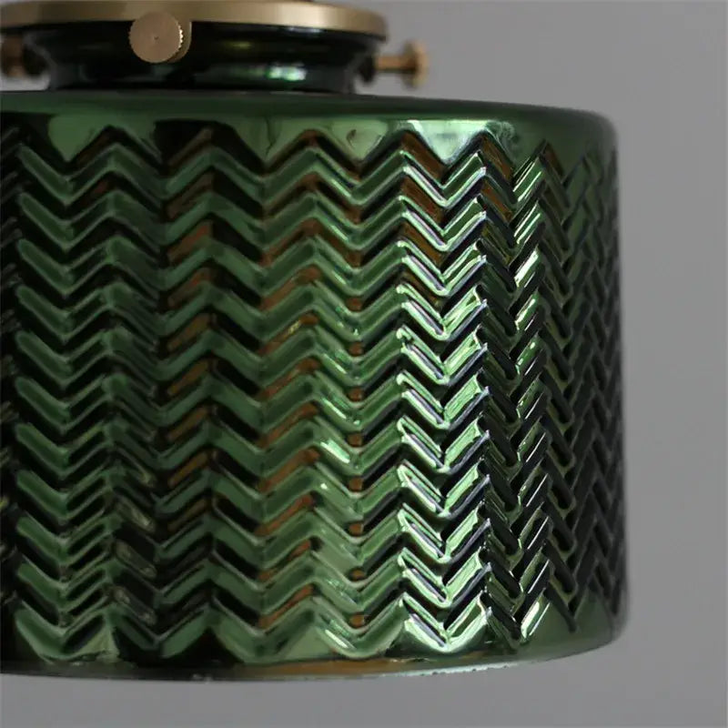 Textured green ceramic wall sconce bedroom brass led light