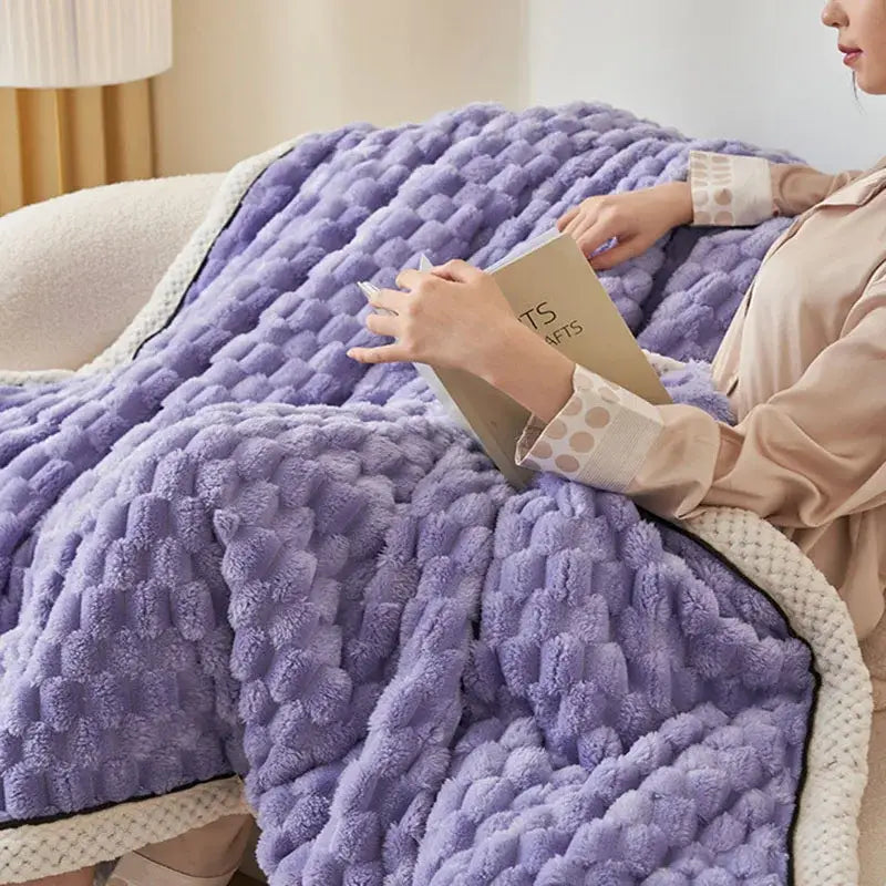 Textured lavender cozy taffeta velvet blanket bedroom throw