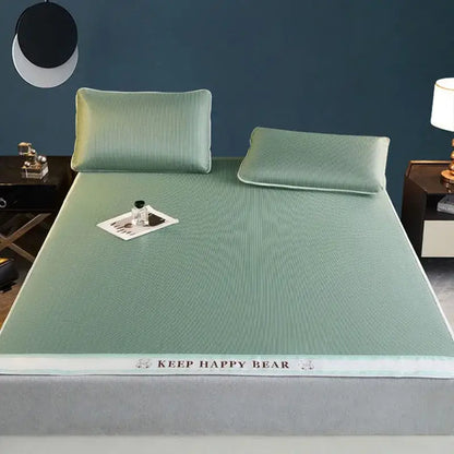 Textured light blue 1800d cooling fibres bed mat pillowcases set bedroom