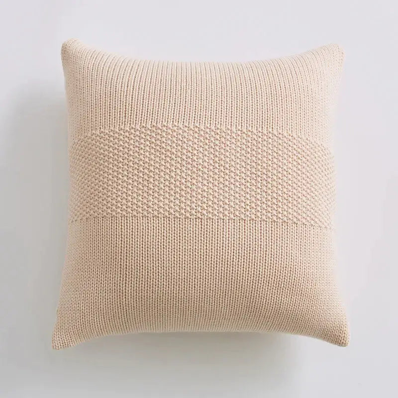 Textured light gray knit cushion cover living room pillow