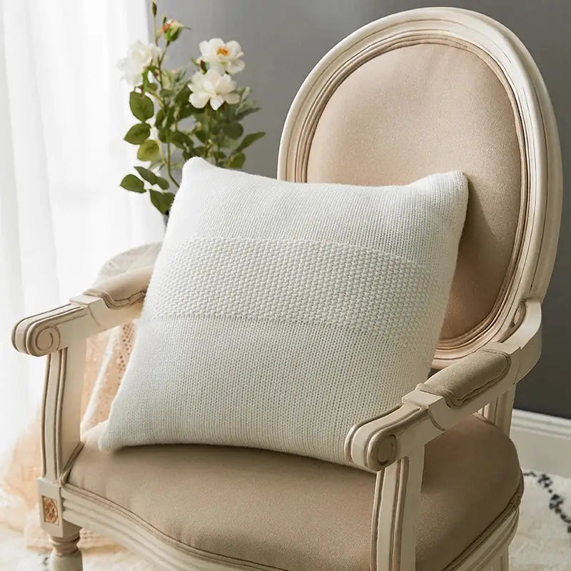 Textured light gray knit cushion cover living room pillow