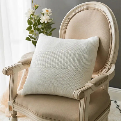 Textured light gray knit cushion cover living room pillow