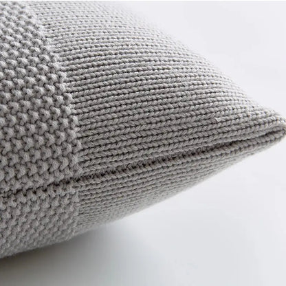 Textured light gray knit cushion cover living room pillow