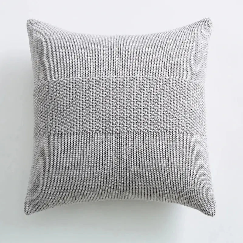 Textured light gray knit cushion cover living room pillow