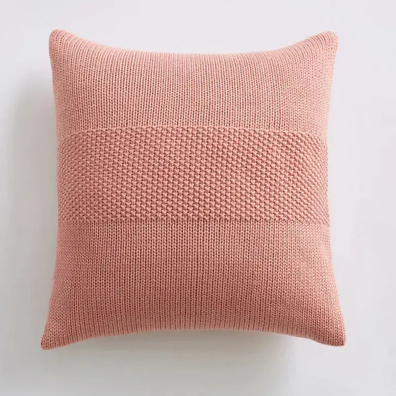 Textured light gray knit cushion cover living room pillow