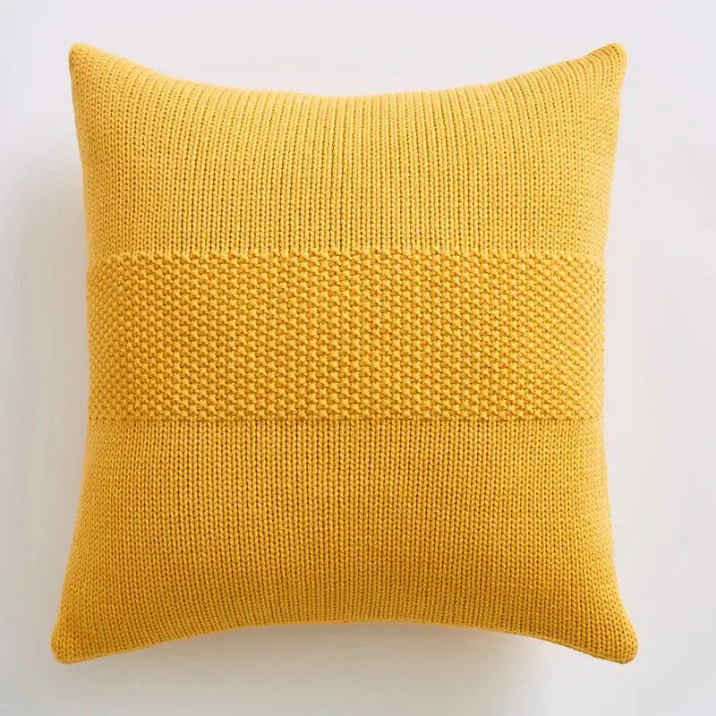 Textured light gray knit cushion cover living room pillow