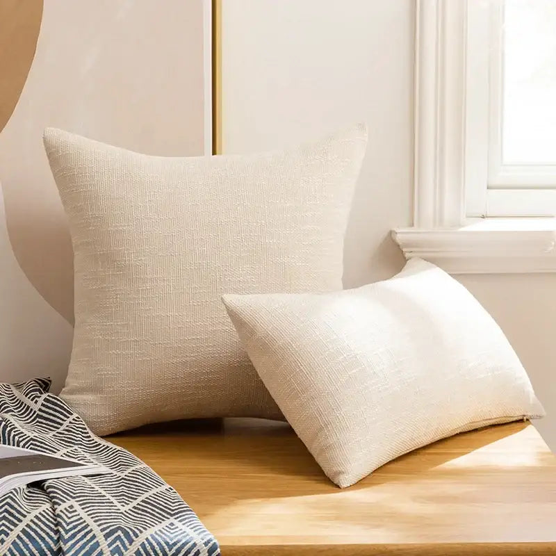 Textured linen cotton throw pillowcase for living room decor