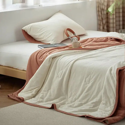 Textured pastel cotton summer comforter bedroom cooling blanket