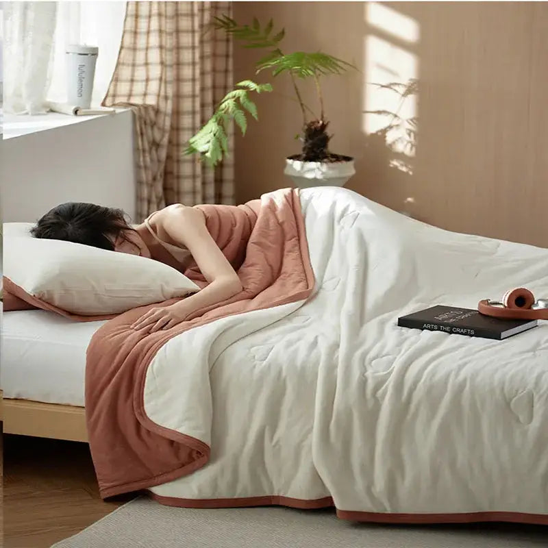 Textured pastel cotton summer comforter bedroom cooling blanket