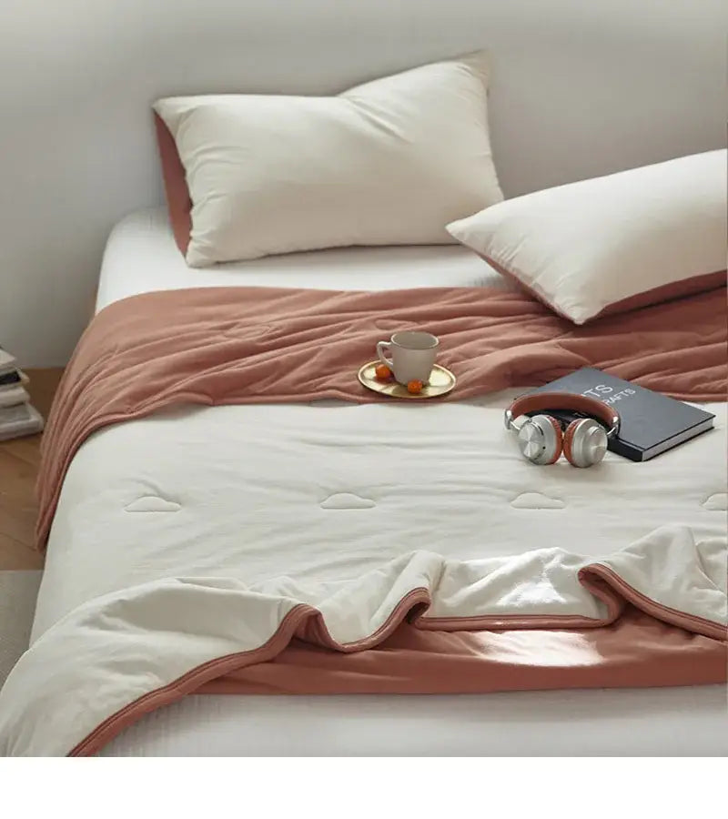 Textured pastel cotton summer comforter bedroom cooling blanket