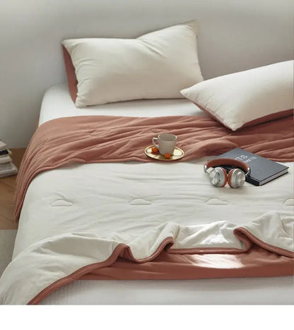 Textured pastel cotton summer comforter bedroom cooling blanket