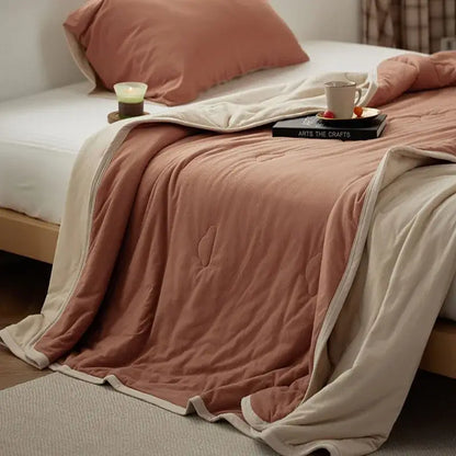 Textured pastel cotton summer comforter bedroom cooling blanket