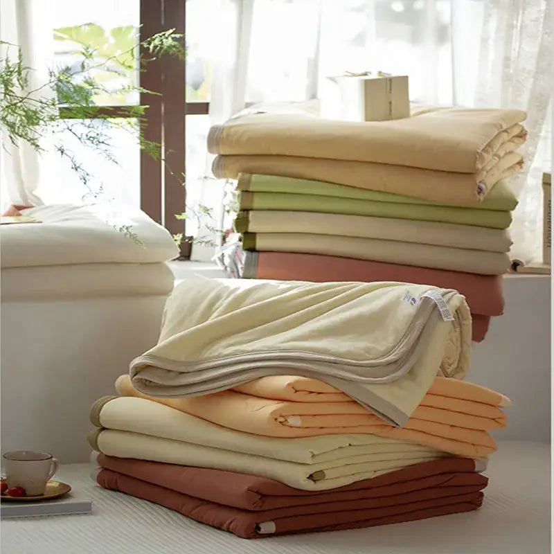 Textured pastel cotton summer comforter bedroom cooling blanket