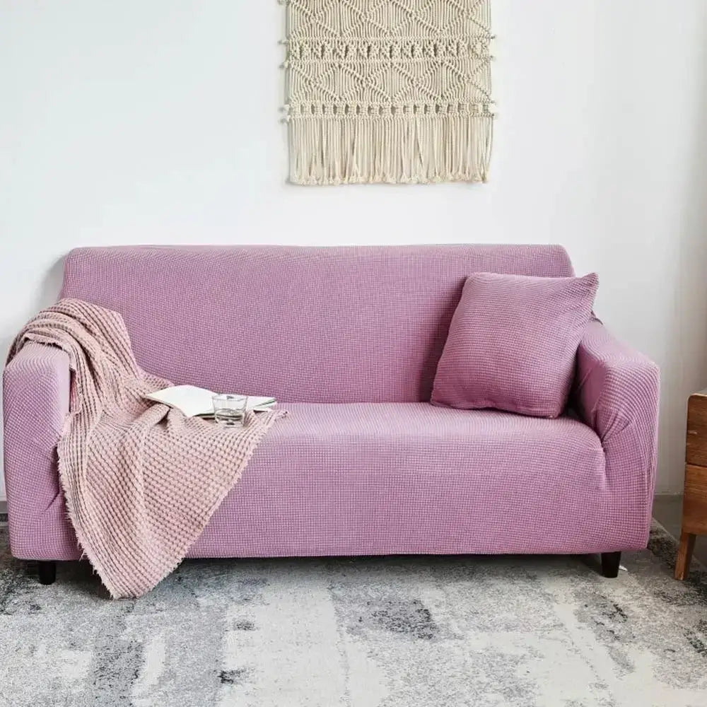 Textured purple cozy fleece sofa slipcover living room furniture wrap
