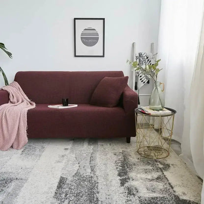 Textured purple cozy fleece sofa slipcover living room furniture wrap