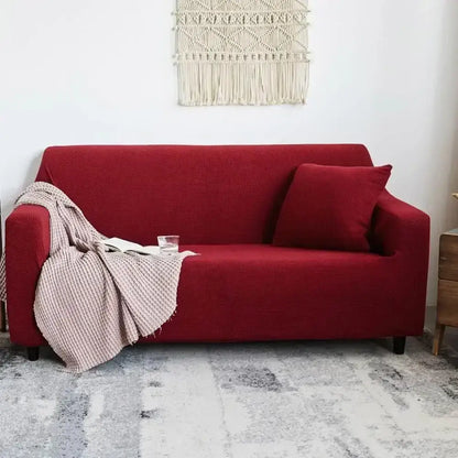 Textured purple cozy fleece sofa slipcover living room furniture wrap