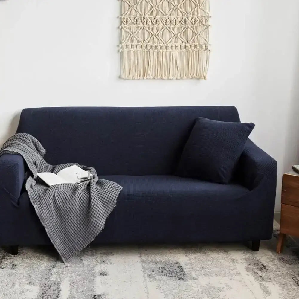 Textured purple cozy fleece sofa slipcover living room furniture wrap