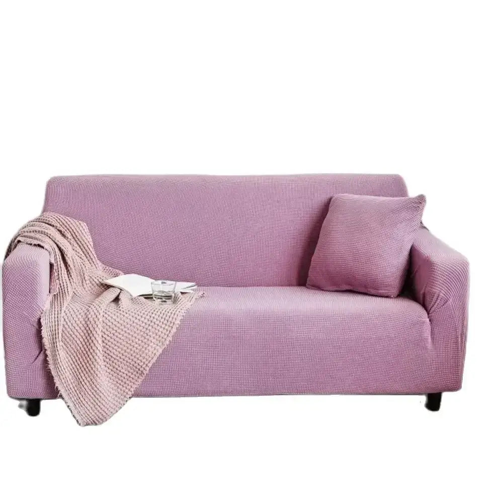 Textured purple cozy fleece sofa slipcover living room furniture wrap