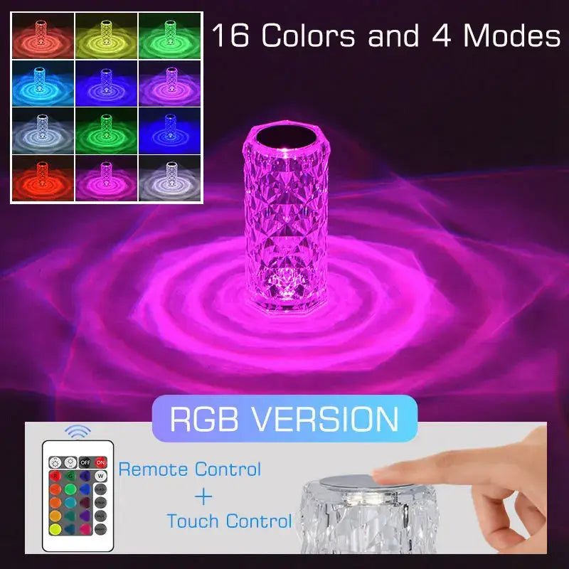 Textured purple crystal led night light bedroom ambient lamp