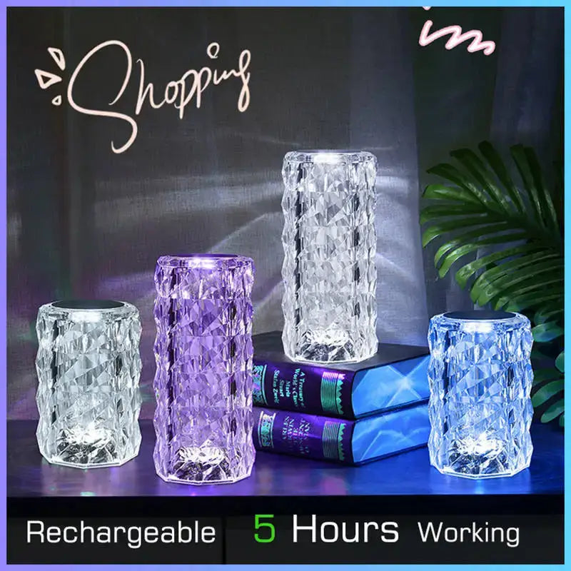 Textured purple crystal led night light bedroom ambient lamp