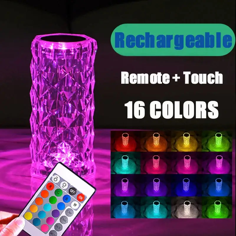 Textured purple crystal led night light bedroom ambient lamp