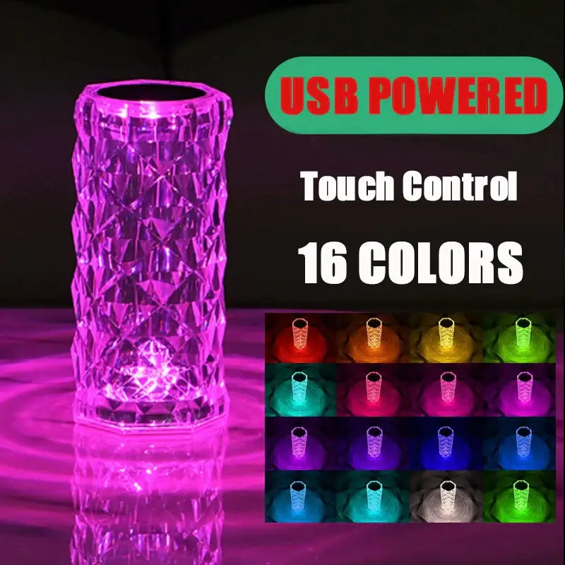 Textured purple crystal led night light bedroom ambient lamp
