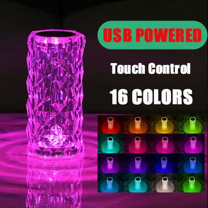 Textured purple crystal led night light bedroom ambient lamp