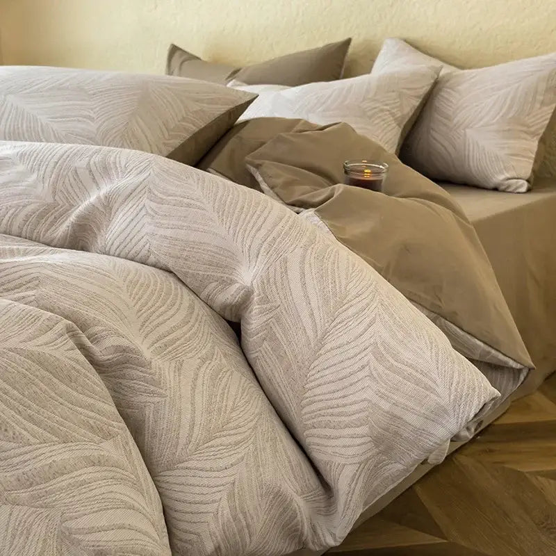 Textured soft yellow cotton bedding set bedroom duvet and pillows