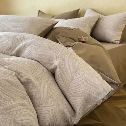 Textured soft yellow cotton bedding set bedroom duvet and pillows