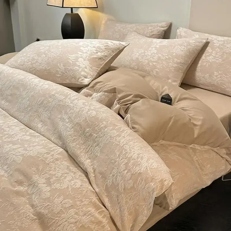 Textured soft yellow cotton bedding set bedroom duvet and pillows