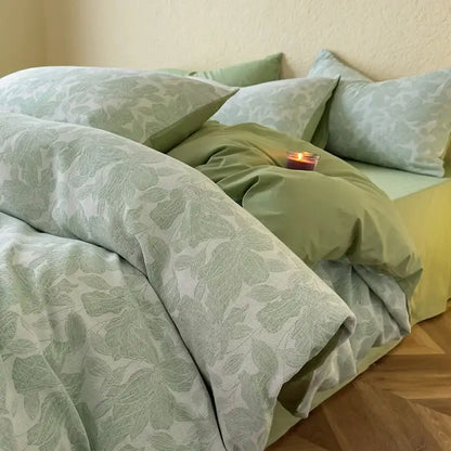 Textured soft yellow cotton bedding set bedroom duvet and pillows